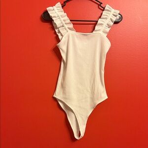 Kids White Ruffled One Piece